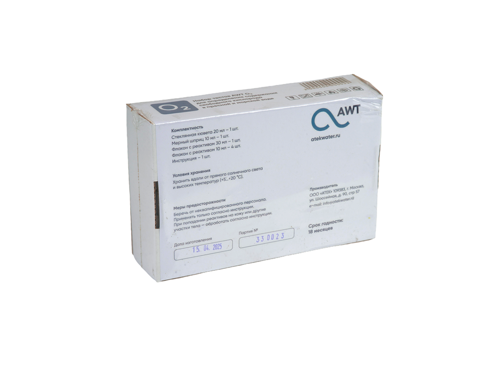 AWT набор тестов O2 (свободный кислород 1-20 мг/л. 60 тестов)