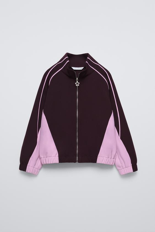 ZARA ТОЛСТОВКА С КОНТРАСТНЫМИ ДЕТАЛЯМИ, ЦВЕТ БУРГУНДСКОГО ВИНА