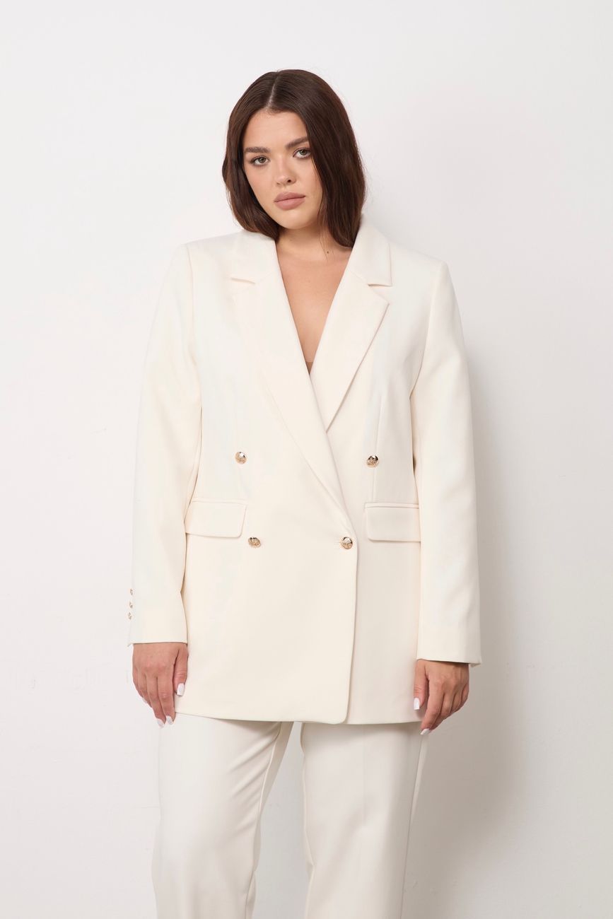 Жакет двубортный, молочный