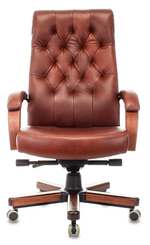 Кресло руководителя Бюрократ T-9928WALNUT, черный, кожа, высок. спинка