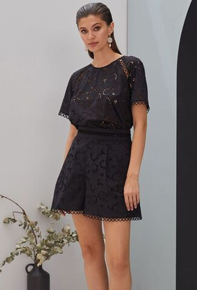 Хлопковые высокие шорты свободного кроя (Размер: XS) (Цвет: черный)