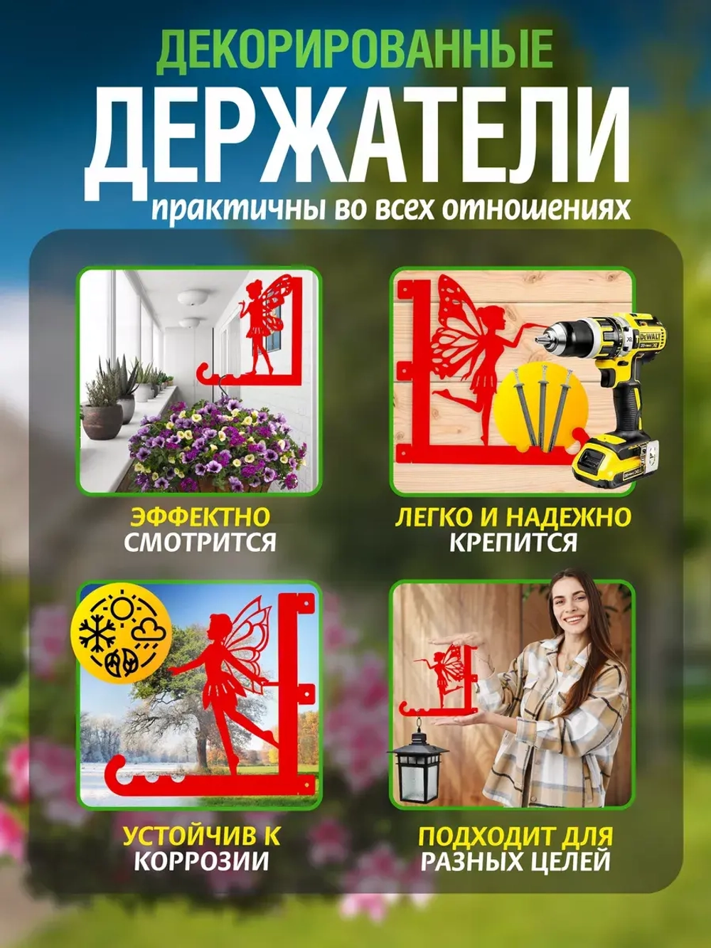 Кронштейны для кашпо Феи-3 шт красный