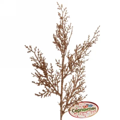 Ветка хвойная «Морозный иней» 50 см, Розовое золото