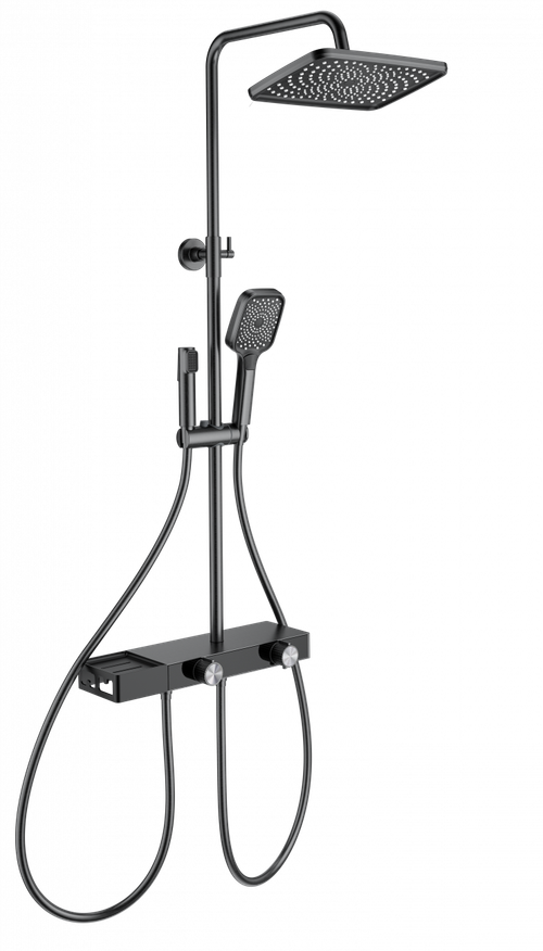 Душевая система с техническим душем WONZON & WOGHAND Shelf, Темный графит (WW-B4161-BGG)