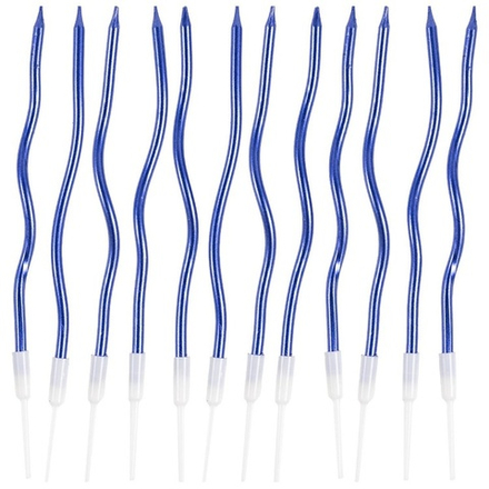 Свечи для торта «Волна» в синем цвете 13 см, 12 шт