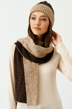 8352 Шарф женский (бежево-шоколадный)