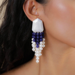 Клипсы Nature Bijoux, Pacifique, с перламутром, жемчугом и лазуритом, NB26.1-11-90650 (синий)