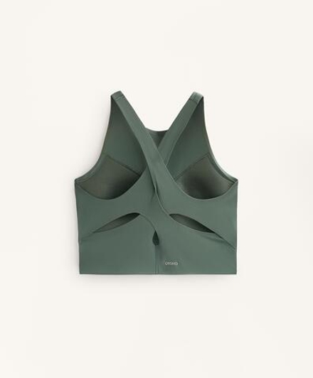 Oysho Кроп-топ с открытой спиной Light Touch, зеленый