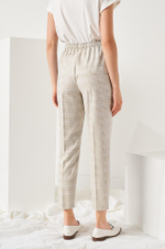 3968 Брюки женские (пепельно-бежевый клетка)