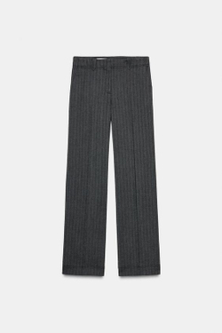 ZARA ПРЯМЫЕ БРЮКИ В ЕЛОЧКУ, ТЕМНО-СЕРЫЙ