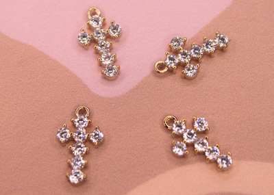 Подвеска крест мини 15х9 мм позолота