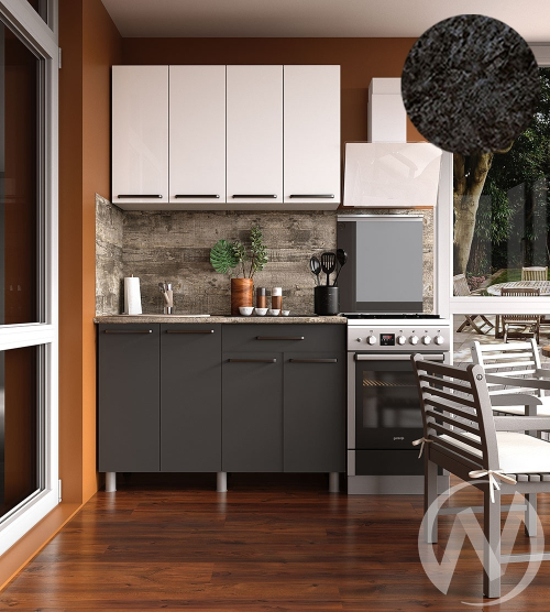 Кухня Ребекка 1.2м (корпус белый/белый; графит) 26мм кастилло темный