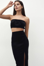 Юбка бархат с разрезом