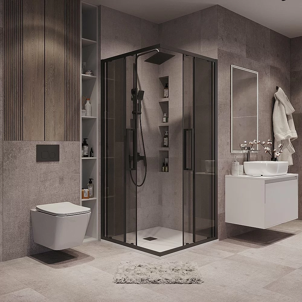 Душевой уголок Grossman Cosmo 300.K33.02.9090.21.10 90x90 стекло тонированное/профиль черный матовый