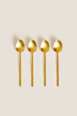 ZARA HOME НАБОР ДЕСЕРТНЫХ ЛОЖЕК С РЕЛЬЕФНОЙ РУЧКОЙ, ЗОЛОТОЙ