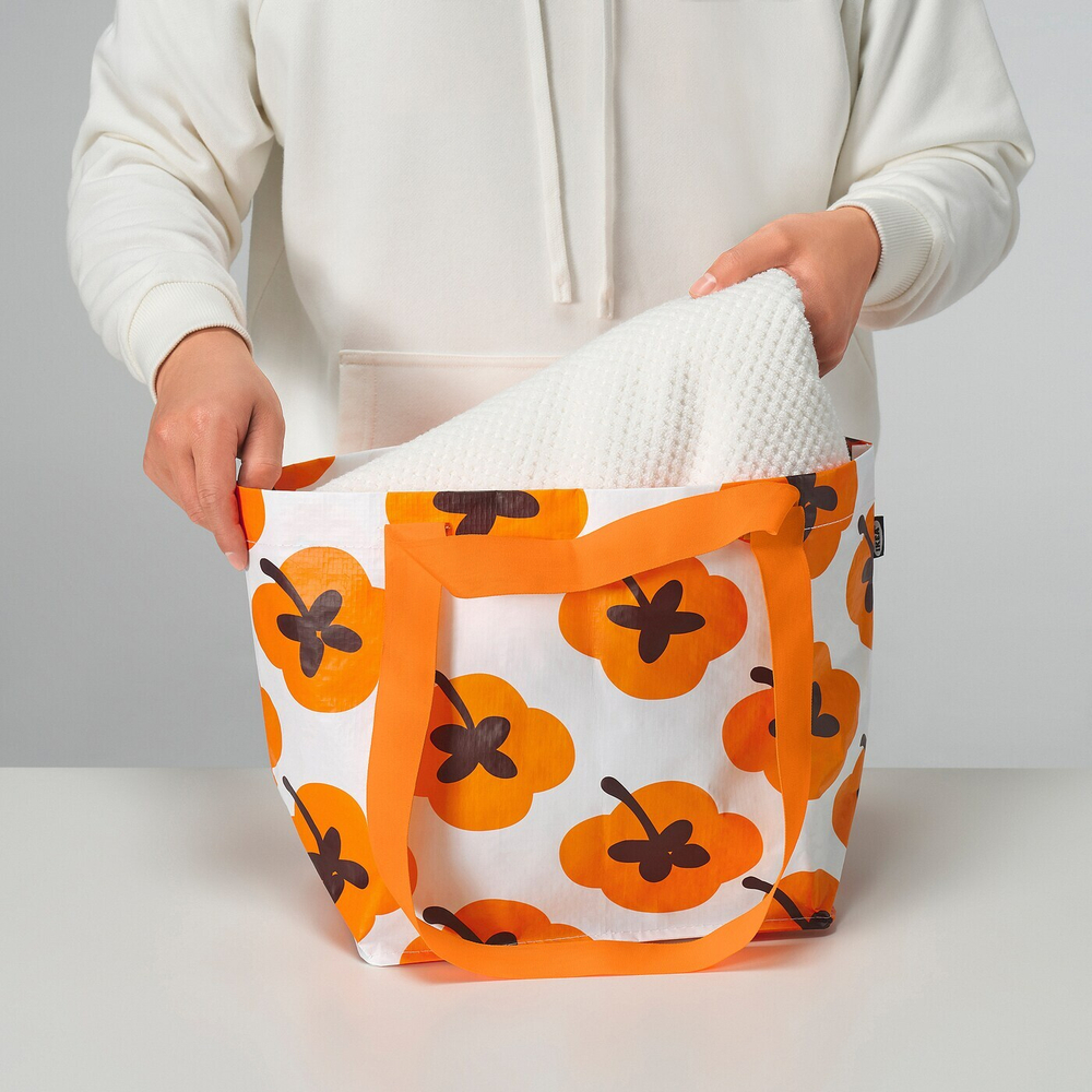 Сумка IKEA FOSSTA (ФЁССТА), Белый с рисунком, 27х27 см