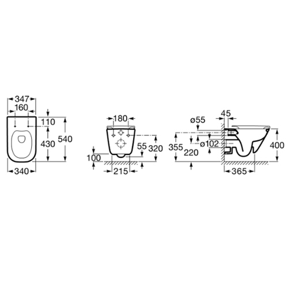 Унитаз подвесной Roca Gap CleanRim 34647L000 безободковый схема