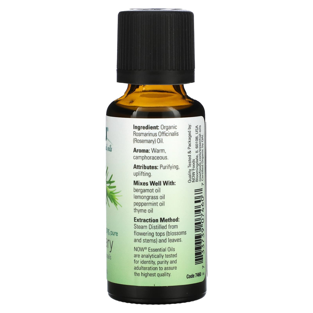 NOW Foods, органические эфирные масла, розмарин, 30 мл (1 жидк. унция)