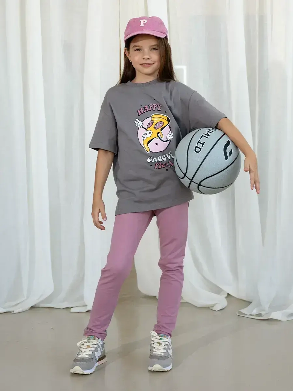 Костюм спортивный для девочки, футболка и леггинсы