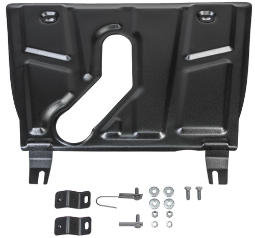 Защита картера и КПП АвтоБроня (с вырезом под глушитель) для Toyota RAV4 XA30 (V - 2.0; 2.4) 2005-2010/Toyota RAV4 XA30 рестайлинг (V - 2.4) АКПП 2010-2013/Toyota RAV4 CA40 (V - 2.5) АКПП 2012-2019, штампованная, сталь 1.8 мм, с крепежом, 111.09506.1