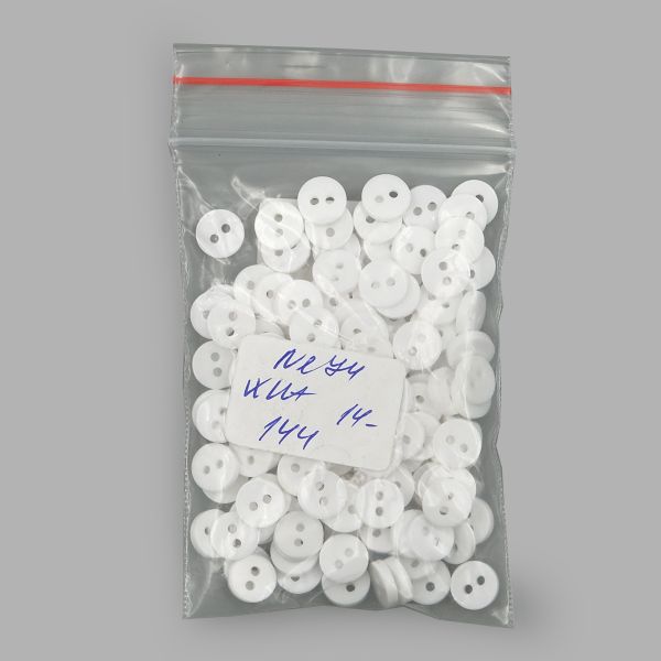 Пуговицы 2 прокола 14L=9 мм, (White (белый)), NE74, 144 шт