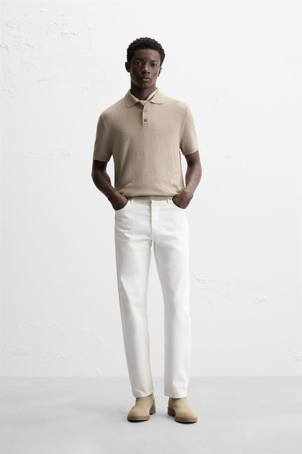 ZARA ПОЛО ИЗ СМЕСОВОЙ ВИСКОЗЫ, СВЕТЛЫЙ РЫЖЕВАТО-КОРИЧНЕВЫЙ