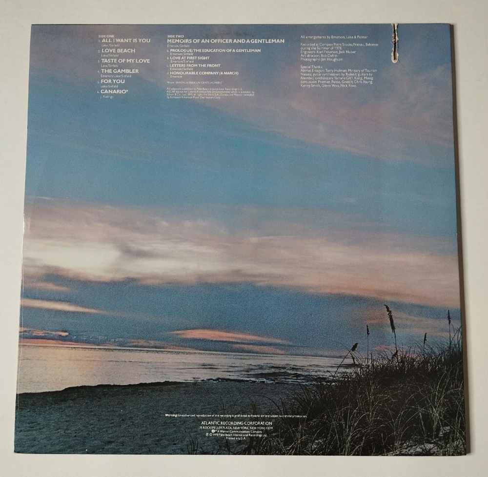 Винтажная виниловая пластинка LP Emerson, Lake and Palmer Love Beach (USA 1978) The Gambler