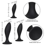Набор из трех черных анальных пробок Silicone Anal Curve Kit (Цвет: черный)
