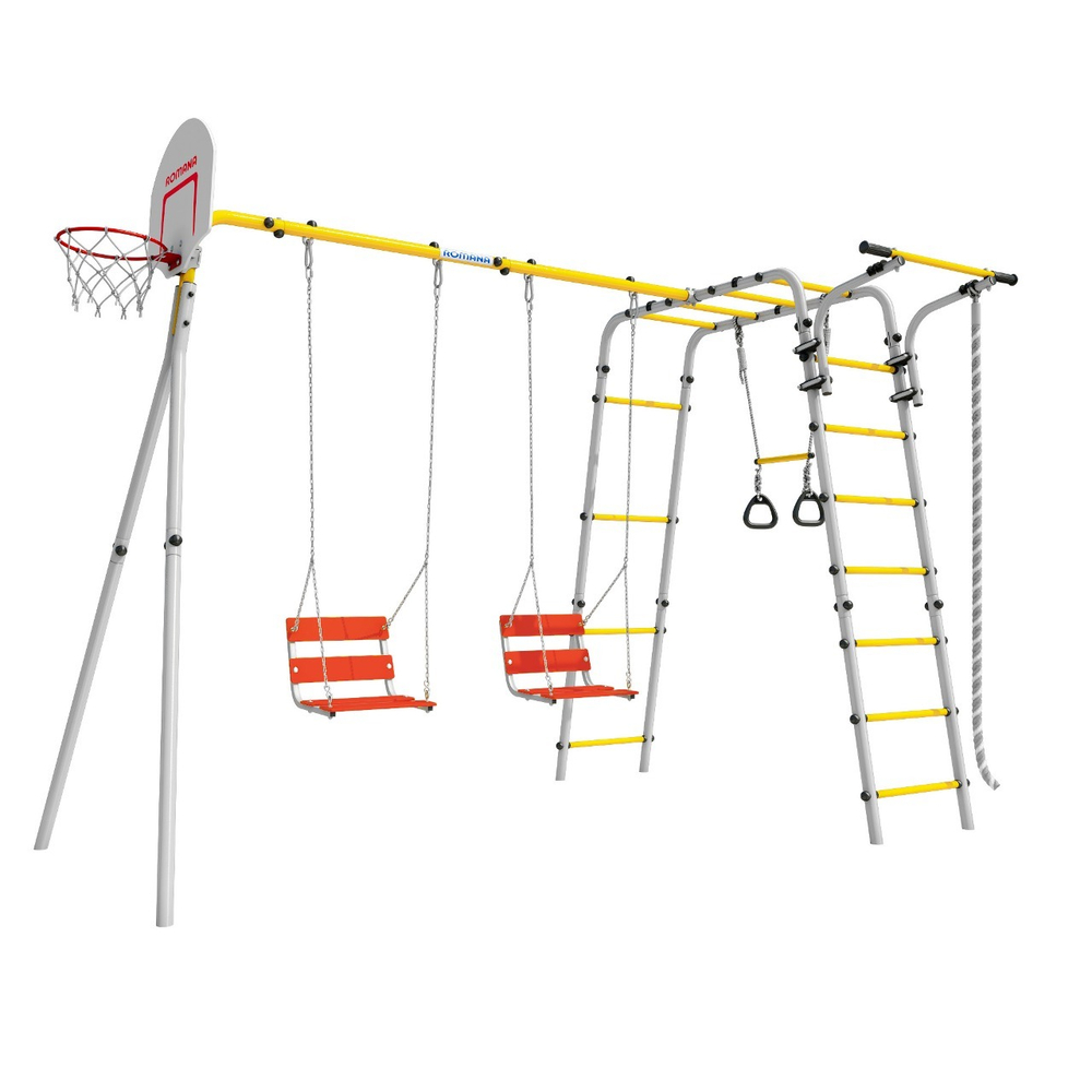 Детский спортивный комплекс для дачи ROMANA Акробат - 2 (желтый/серый) (с цепными качелями)