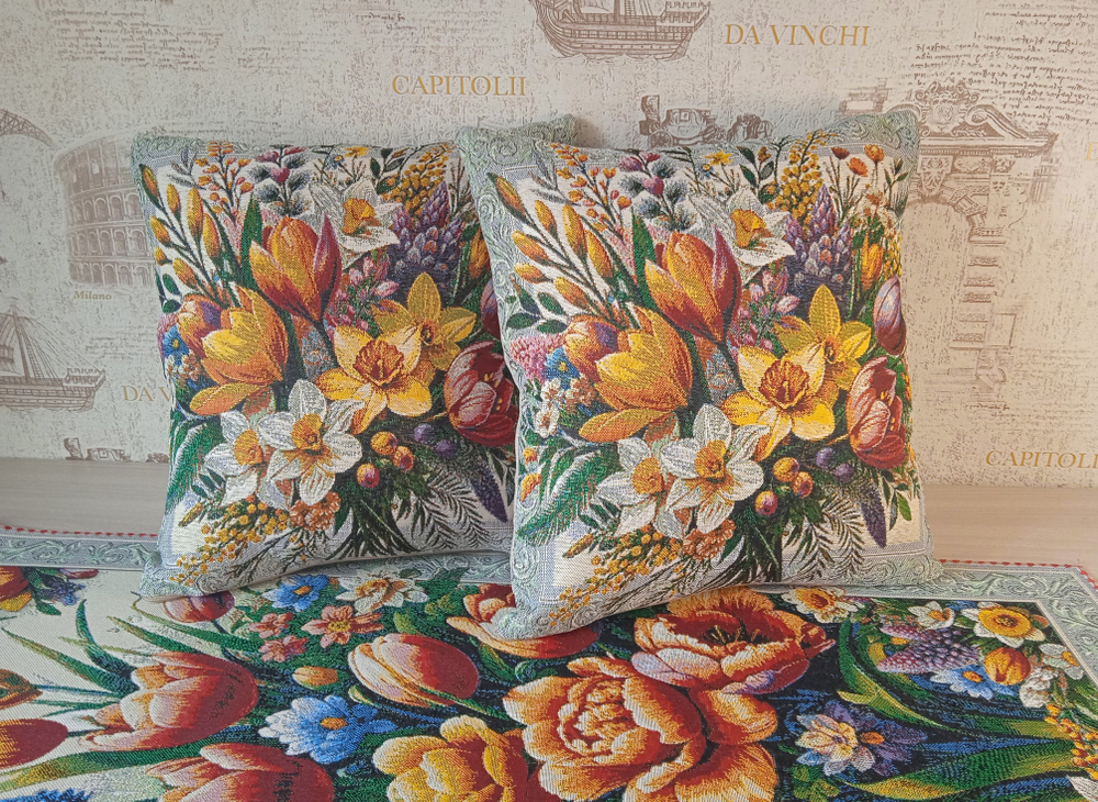 Декоративный гобеленовый чехол для интерьерной подушки Надежда 38*38