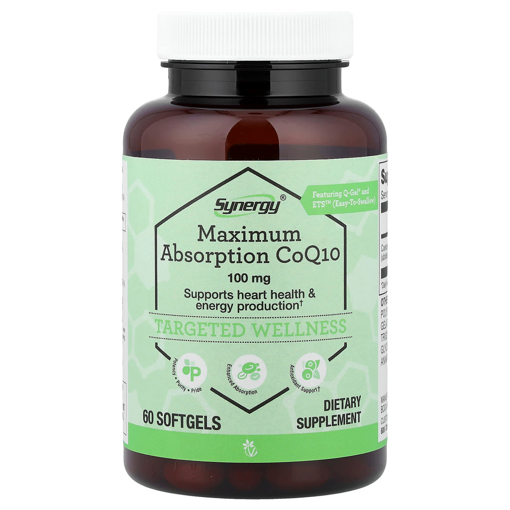 Vitacost, коэнзим Q10 для максимального усвоения, 100 мг, 60 капсул