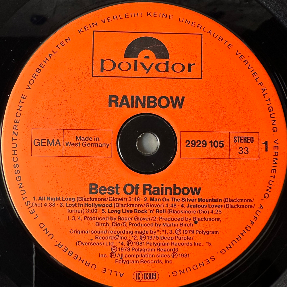 Rainbow ‎– The Best Of Rainbow 2LP (Германия 1981г.)