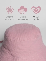 Розовая панама для девочки на лето с завязками