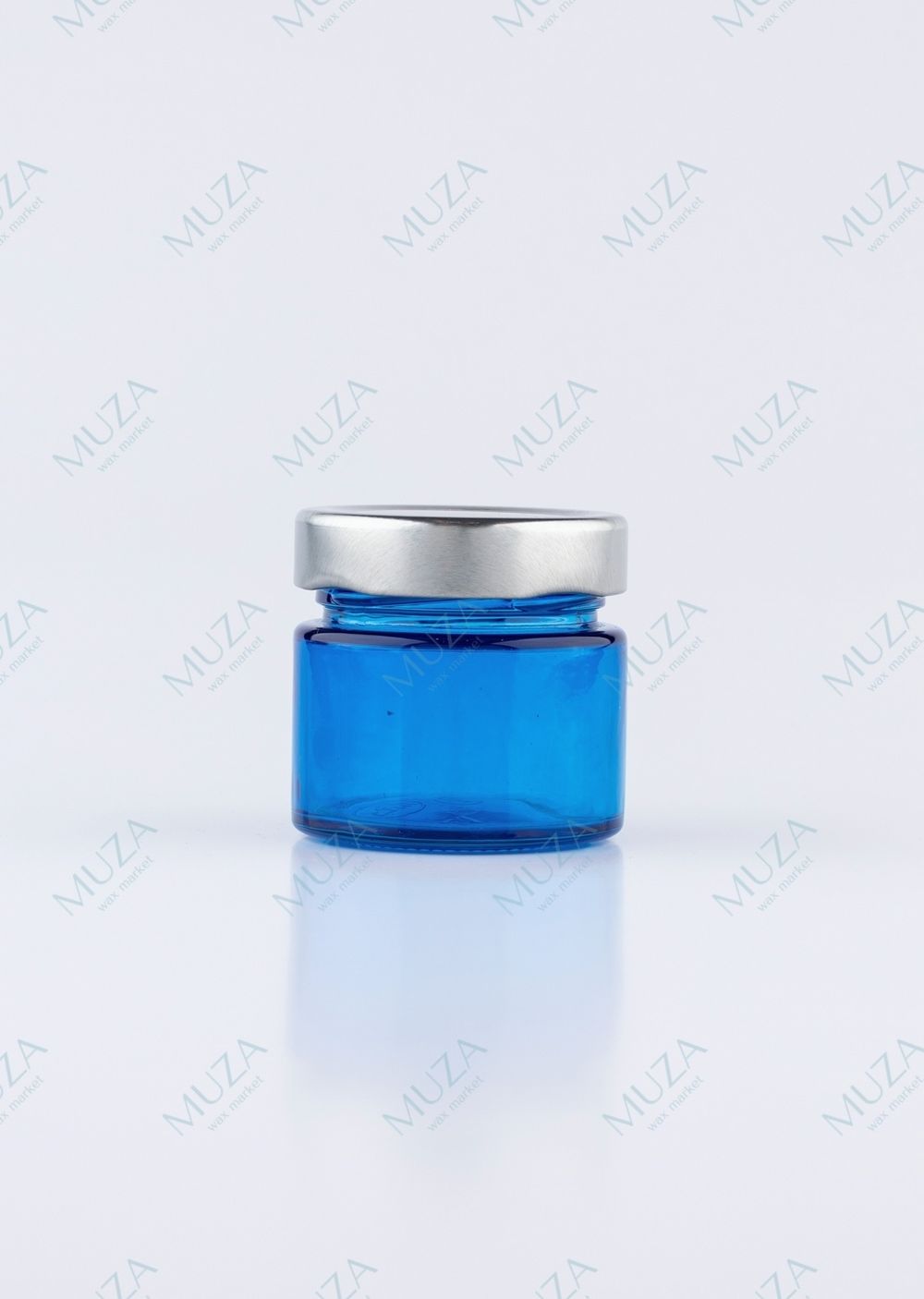 Баночка синее стекло с металл. крышкой 100 мл.