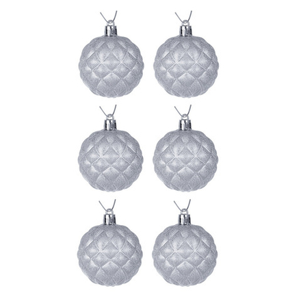 СНОУ БУМ Набор формовых шаров 6x6 см, серебро, пластик