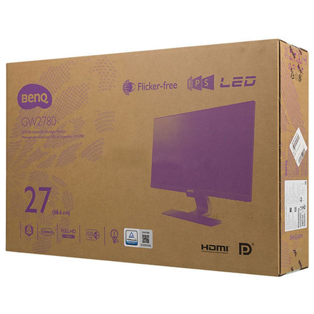 Монитор BENQ GW2780 27" (69см), 1920x1080, 16:9, IPS, 5ms, 250cd, VGA, DP, HDMI, черный, 9H.LGELB.CBE