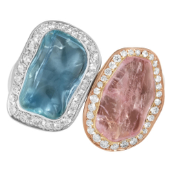 Кольцо с Морганитом, Аквамарином и Бриллиантами, R0030-80/1