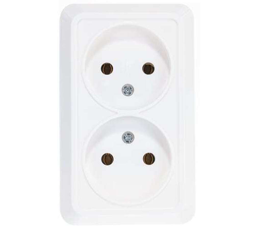 О0102 Розетка 2-местная о/п б/з 16А 220В белая(олимп) 000243
