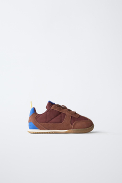 ZARA КРОССОВКИ ИЗ РАЗНЫХ МАТЕРИАЛОВ, КОРИЧНЕВЫЙ