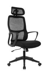 Кресло руководителя Бюрократ Wise черный сетка/ткань с подголов. крестов. пластик