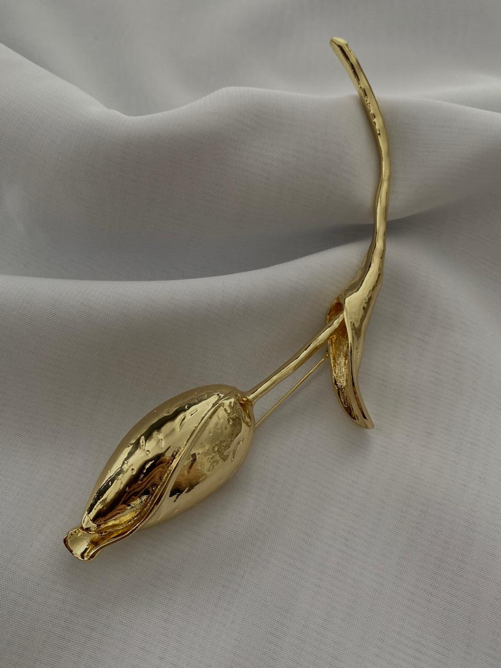 Брошь "Тюльпан", оттенок золото