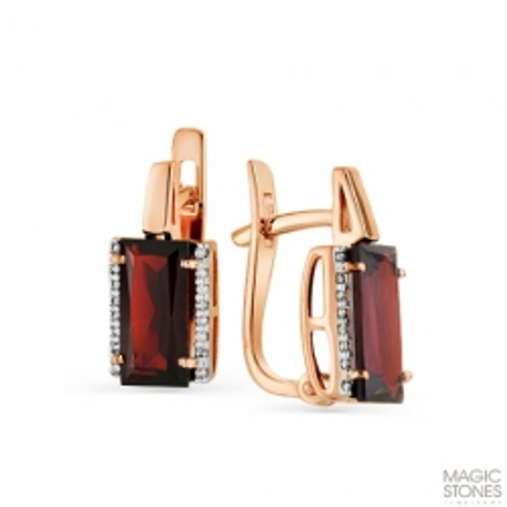 Серьги из золота с гранатами