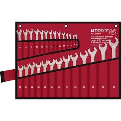 Набор ключей THORVIK гаечных комбинированных серии ARC в сумке, 6-36 мм, 27 предметов   W3S27TB