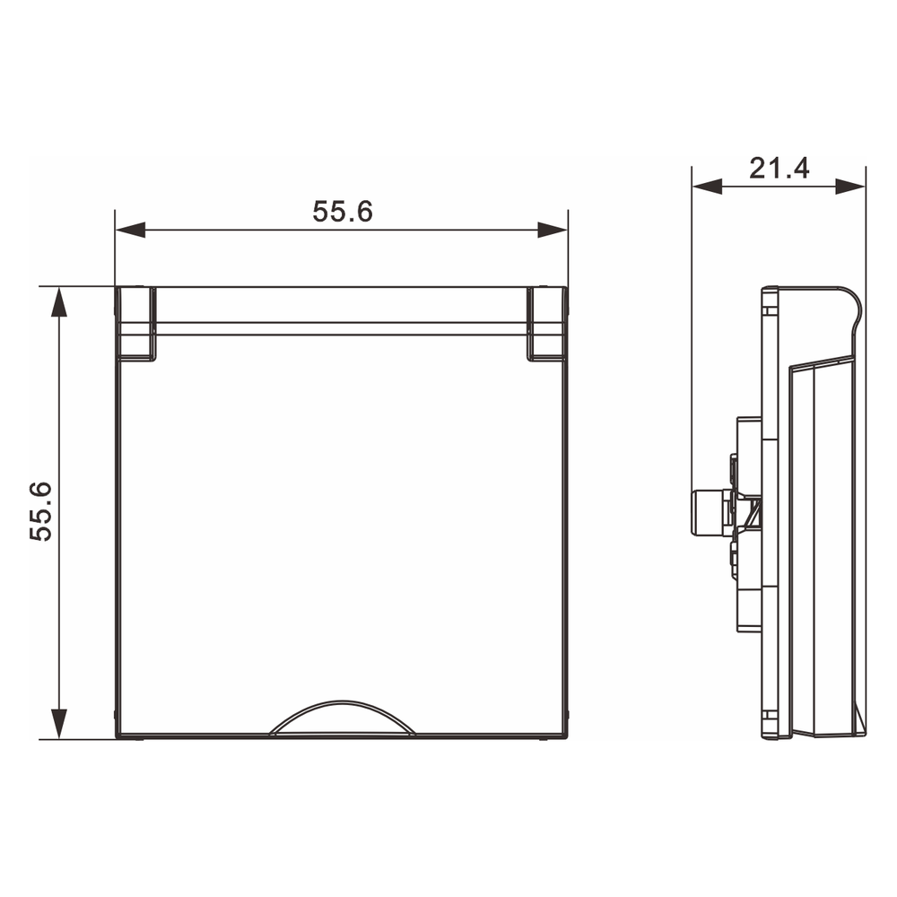 Накладка для розетки без заземления, с крышкой, 16A 250 В~, матовый карбон, серия A07