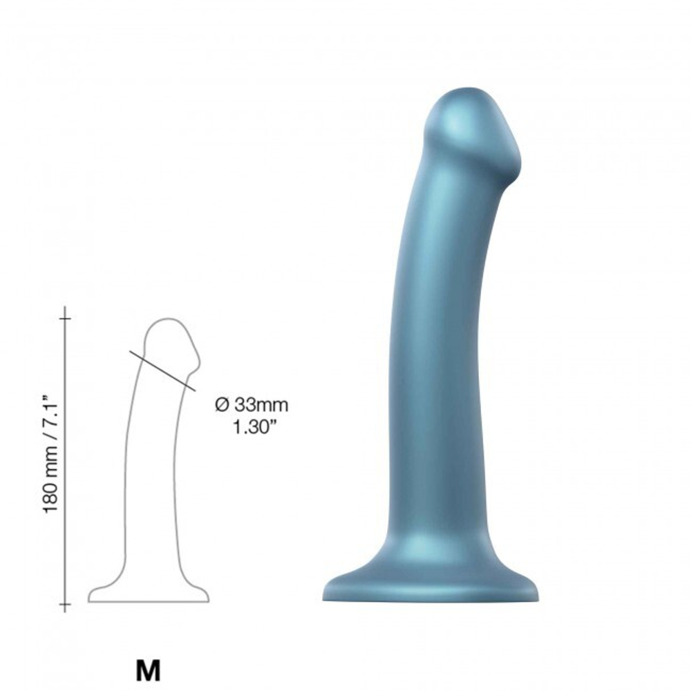 Гибкий фаллоимитатор Strap-on-me DILDO MONO DENSITE Синий Металлик размер Medium