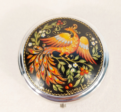 Таблетница с ручной росписью Палех "Жар-птица"