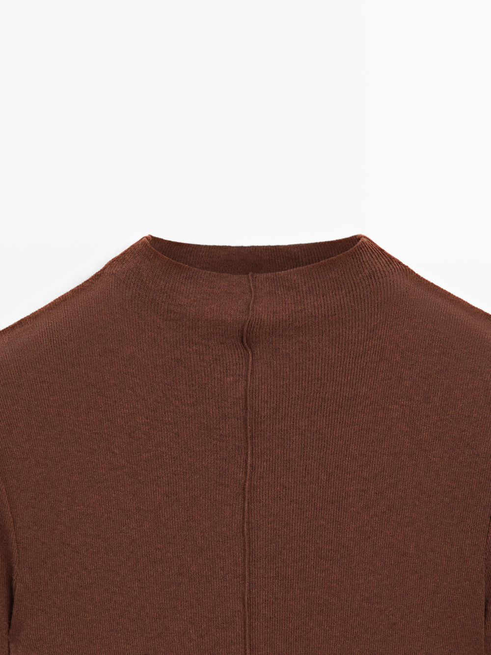 Massimo Dutti Massimo Dutti Футболка с длинными рукавами и декоративными швами, коричневый