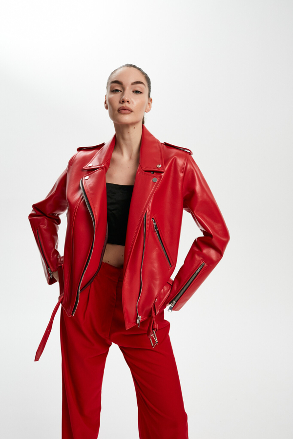 Косуха medium красная плотная кожа