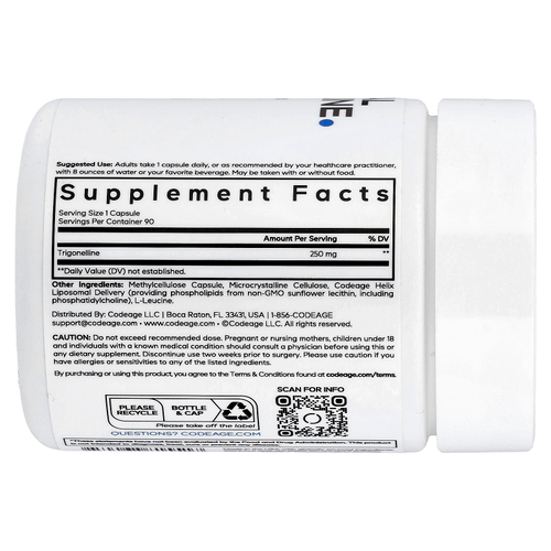 Codeage, Liposomal Trigonelline, 90 растительных капсул