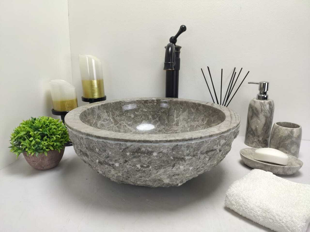 Раковина из мрамора Bowl Grey Marmo тепл BM-60282 40*40*15